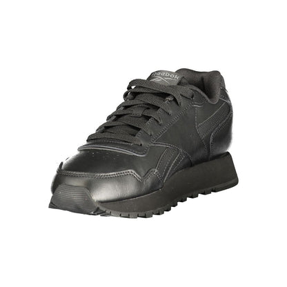 Athletic Sneakers by Reebok for men in polyester black & print features an stately silhouette, showcasing the signature athletic style of the Men's Athletic Polyester Sneakers collection with a truly stately finish.