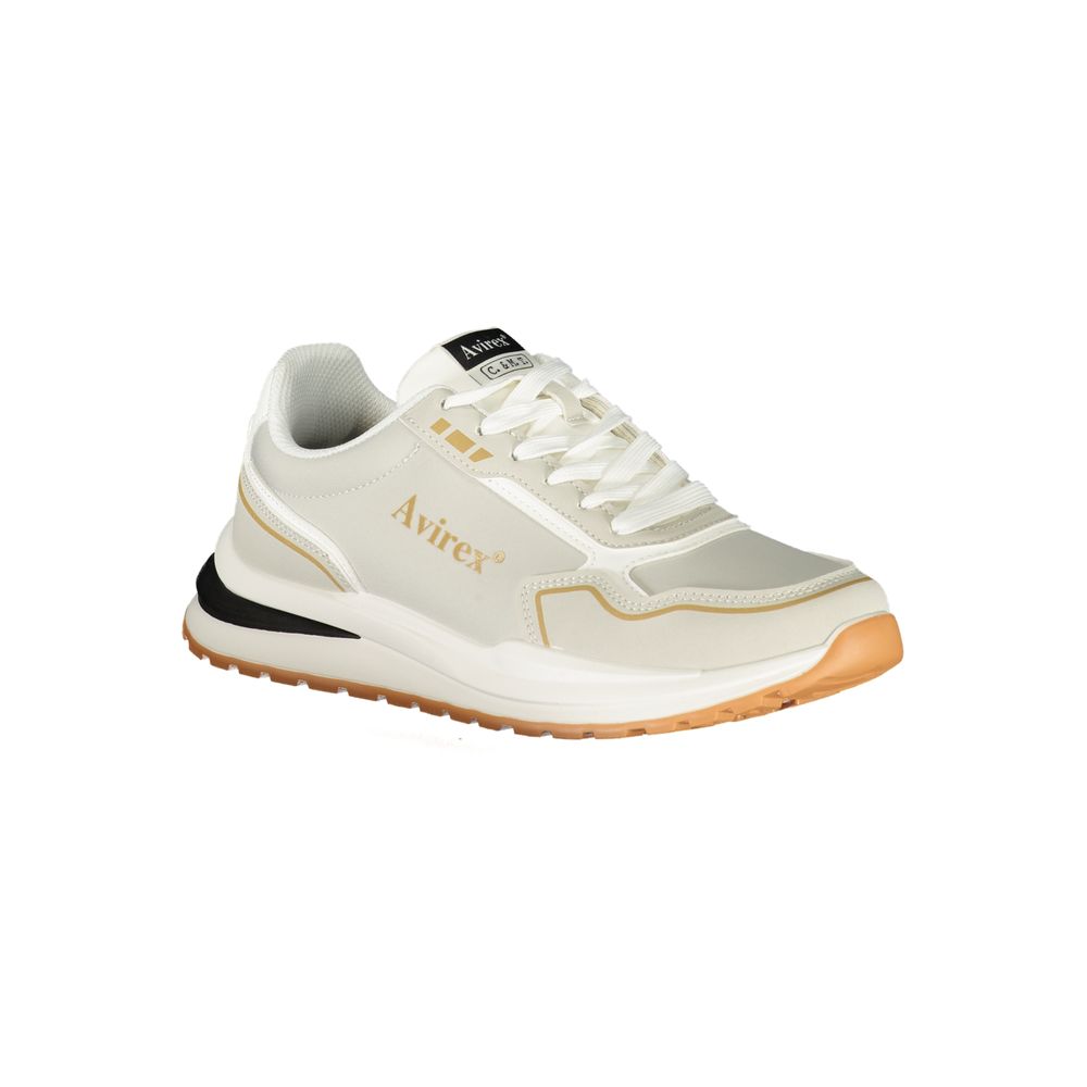 Athletic Sneakers by Avirex for men in polyester & polyurethane gray & print presents a sleek silhouette, perfectly capturing the athletic style essence of Men's Athletic Polyester & Polyurethane Sneakers with its sleek design and premium finish.