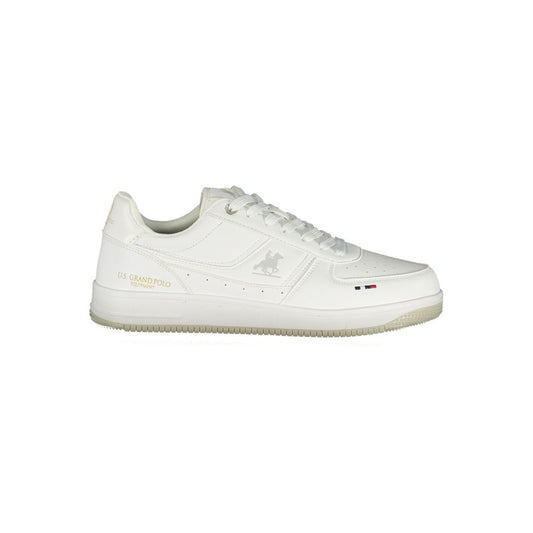 U.S. Grand Polo Men's Athletic Polyester & Polyurethane Sneakers - White Signature Print Print