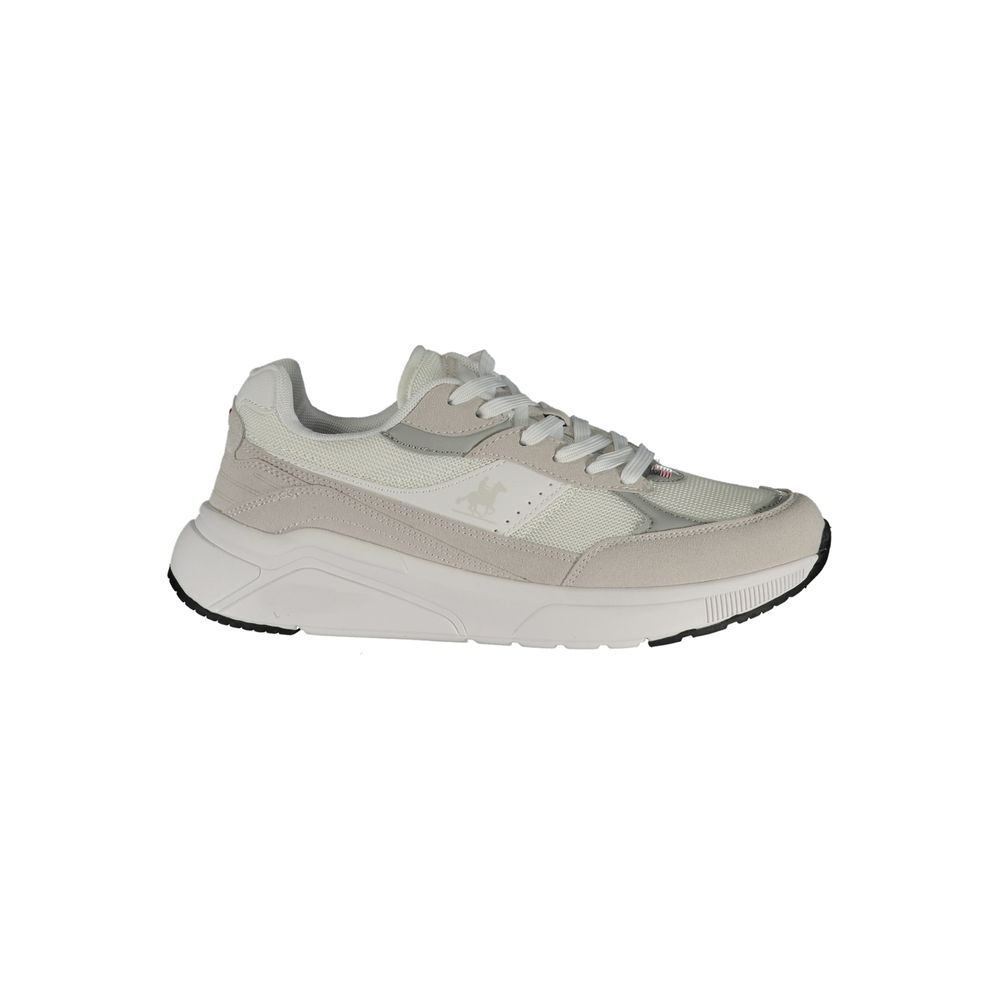 Athletic Sneakers by U.S. Grand Polo for men in polyester & polyurethane gray, white, signature & print showcases an impeccable silhouette, defined by an impeccable athletic style design that perfectly captures the essence of the Men's Athletic Polyester & Polyurethane Sneakers.