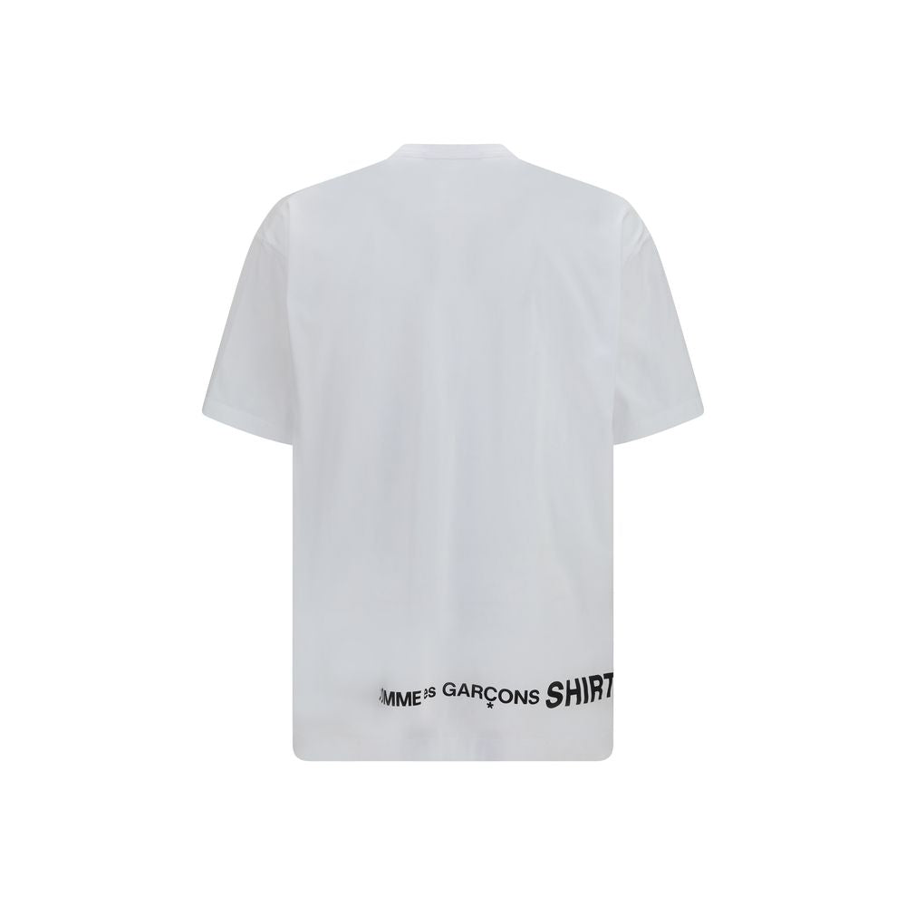 Activewear T-Shirt by Comme Des Garçons for men in cotton white & print features a dynamic silhouette with and round neckline enhanced by functional .