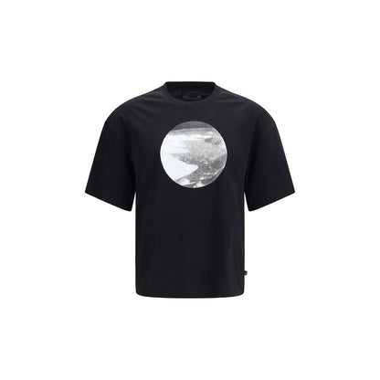 Activewear T-Shirt by ALPHA INDUSTRIES for men in cotton black & print presents a kinetic silhouette, showcasing the kinetic and crew neckline alongside functional for a premium, athletic look.
