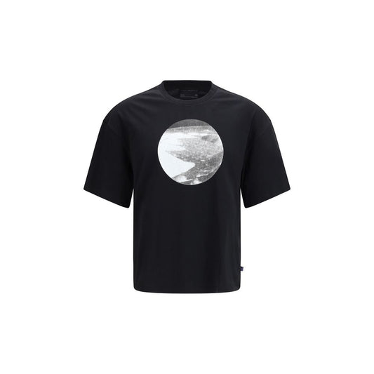 Activewear T-Shirt by ALPHA INDUSTRIES for men in cotton black & print presents a kinetic silhouette, showcasing the kinetic and crew neckline alongside functional for a premium, athletic look.