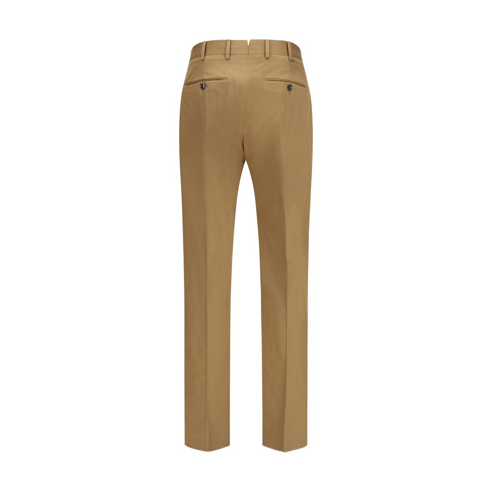Chinos Pants by PT Torino for men in wool cotton & silk brown & white features an utilitarian-chic silhouette, showcasing a utilitarian-chic slim with a long cut and for a refined look.