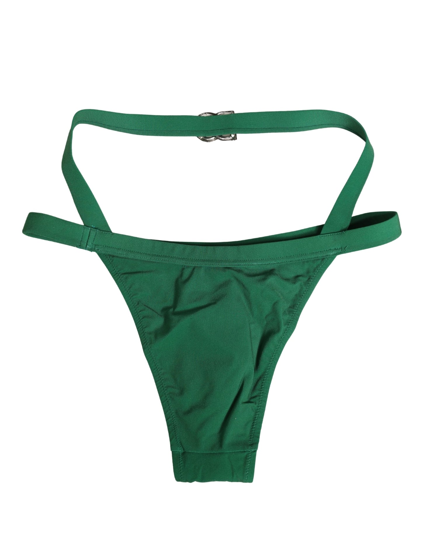Dolce & Gabbana Green Logo Plaque Nylon Brief Panty Underwear