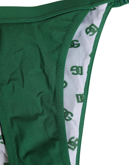 Dolce & Gabbana Green Logo Plaque Nylon Brief Panty Underwear