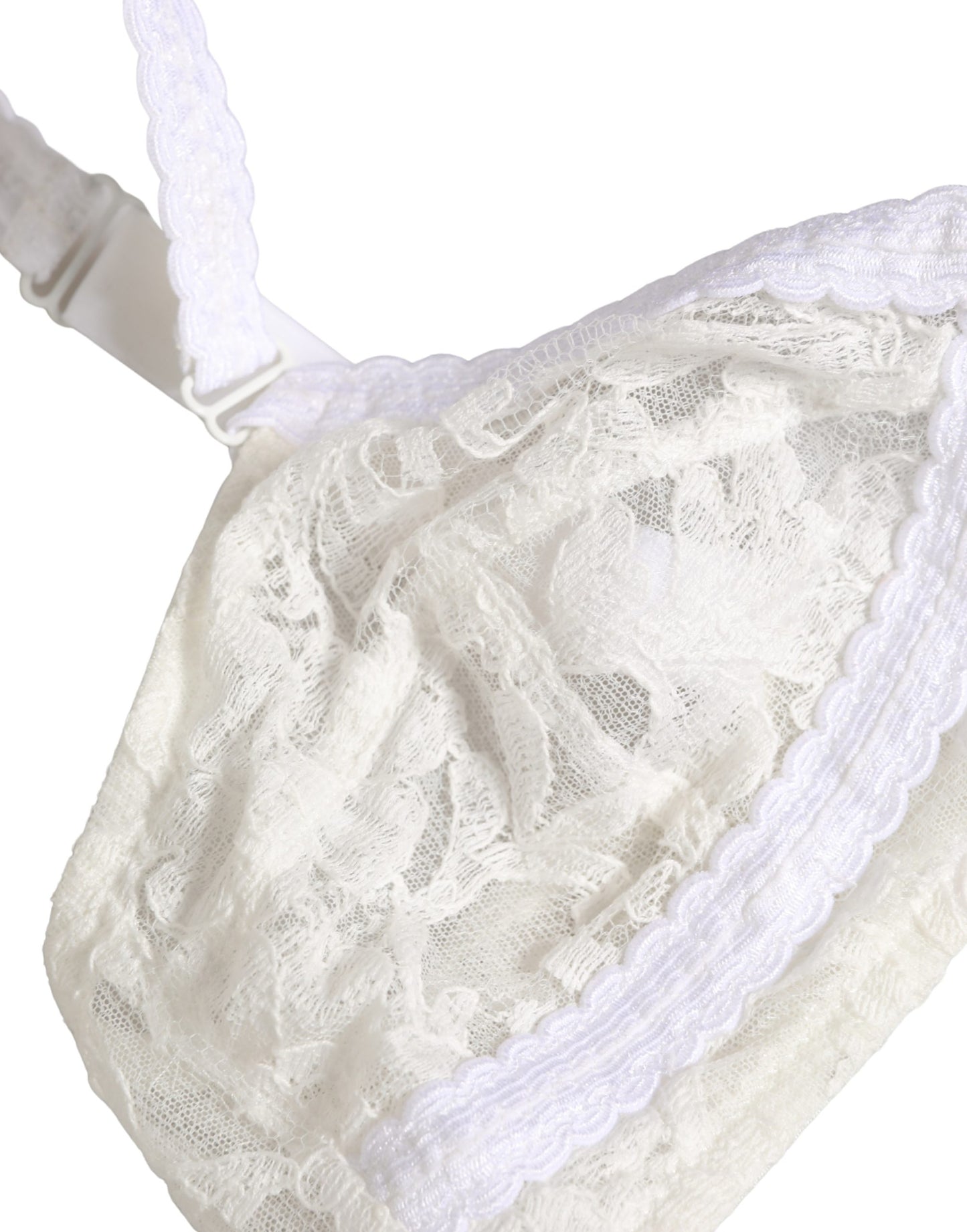 Dolce & Gabbana White Cotton Lace Wireless Soft Cup Bra Underwear