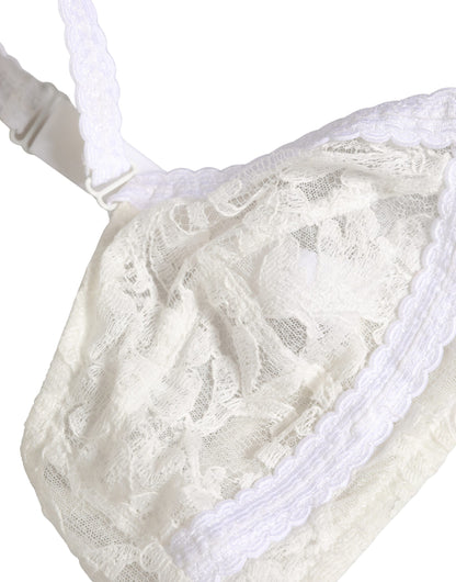 Dolce & Gabbana White Cotton Lace Wireless Soft Cup Bra Underwear