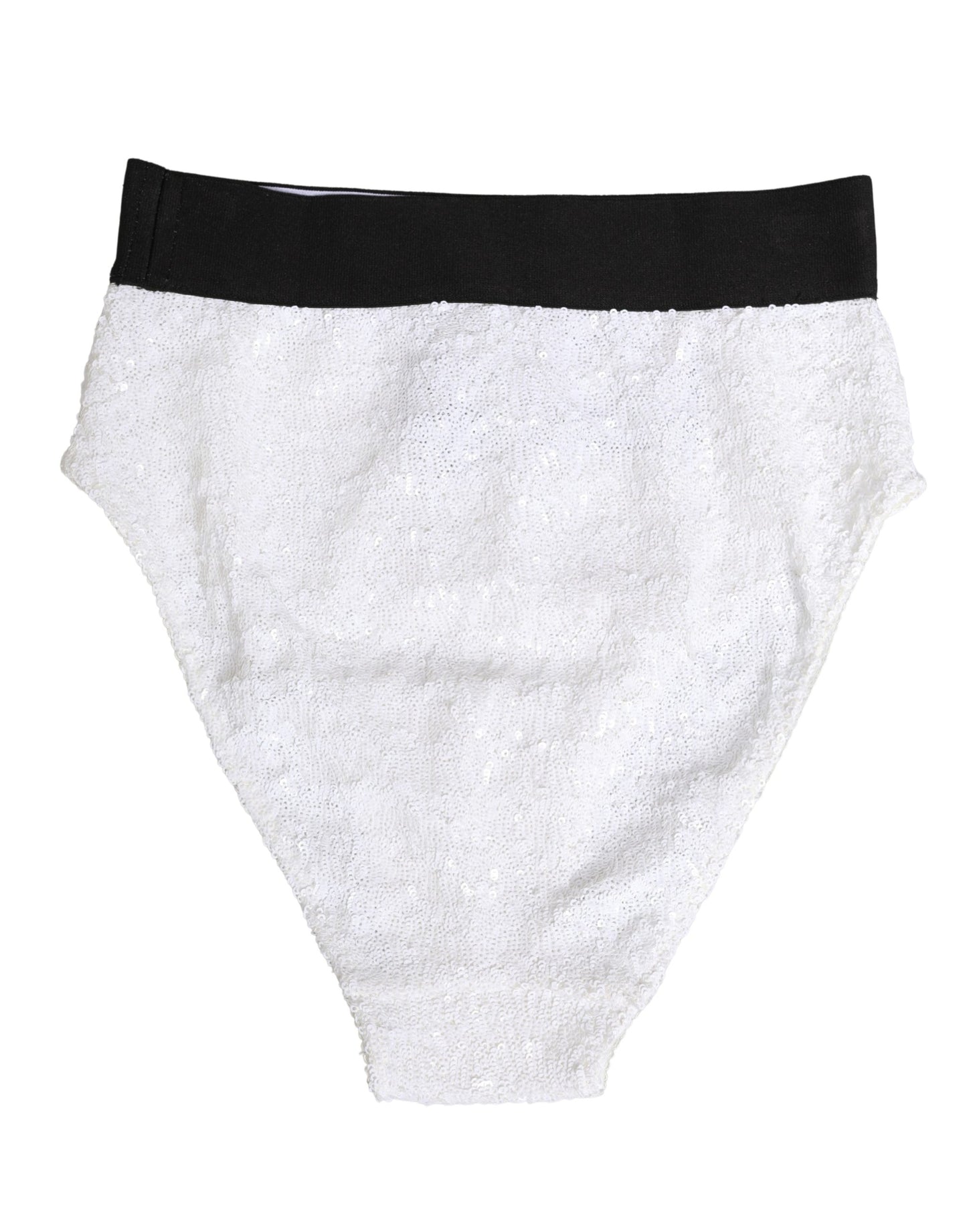 Dolce & Gabbana White Black Sequin High Waist Panty Underwear