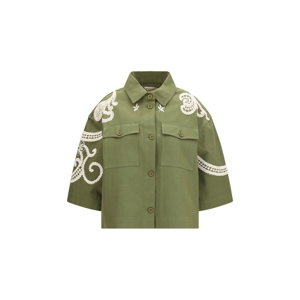 Overcoat by Max Mara for women in cotton canvas bicolour showcases a enveloping silhouette, detailed with distinctive pockets and a enveloping shirt-collar neckline.