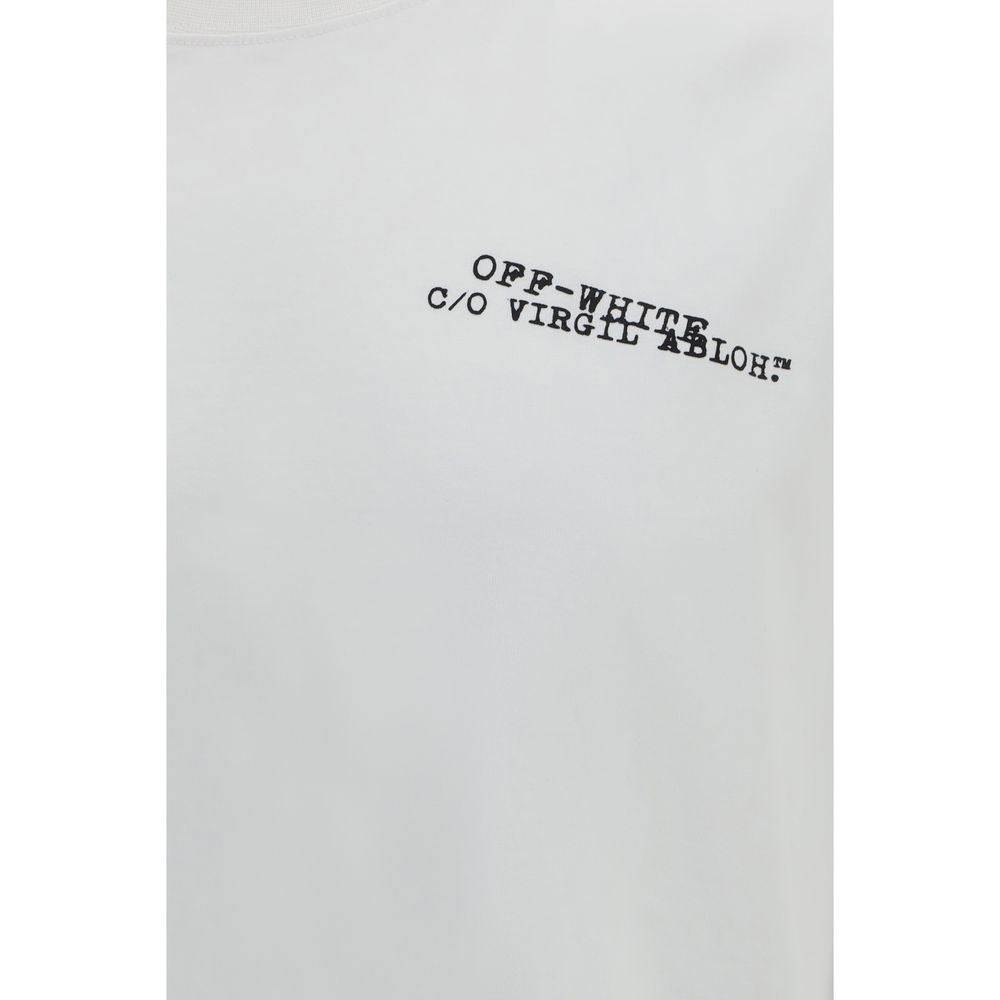 Activewear T-Shirt by Off-White for men in cotton white & print presents a kinetic silhouette, showcasing the kinetic and crew neckline alongside functional for a premium, athletic look.