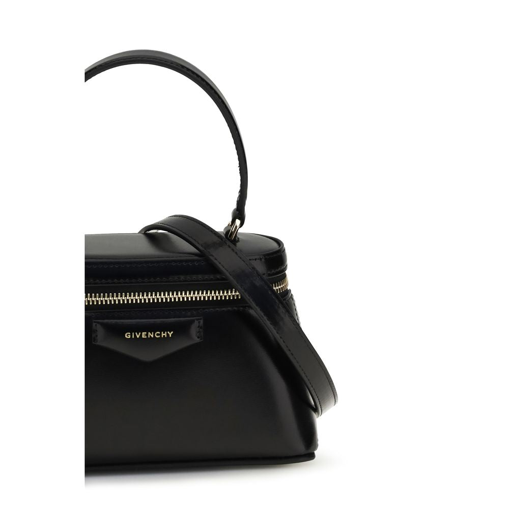 Mini Handbag by Givenchy for women in bos taurus calf leather black, gold & signature features an refined silhouette, showcasing a secure zipper, ample cardholder, and versatile handle for a sophisticated refined aesthetic.