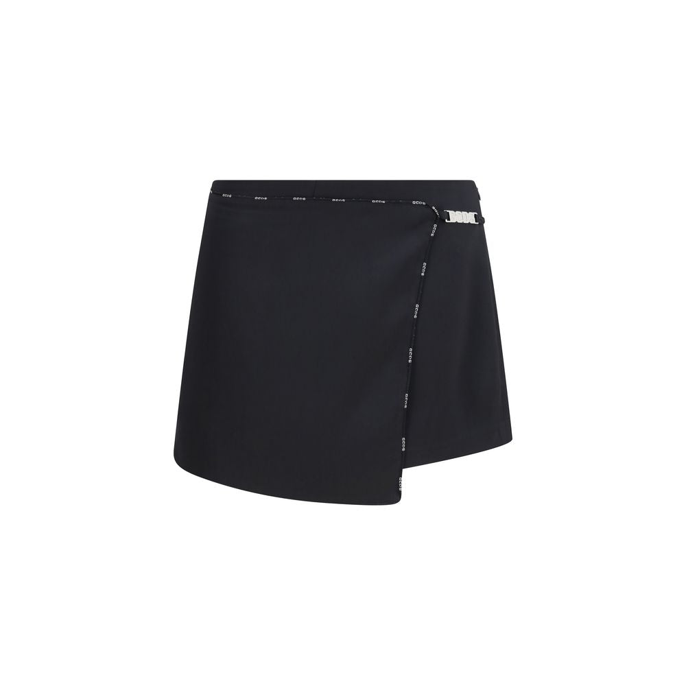 Shorts by GCDS for women in polyester satin black features a tailored silhouette with a regular-fit short and .