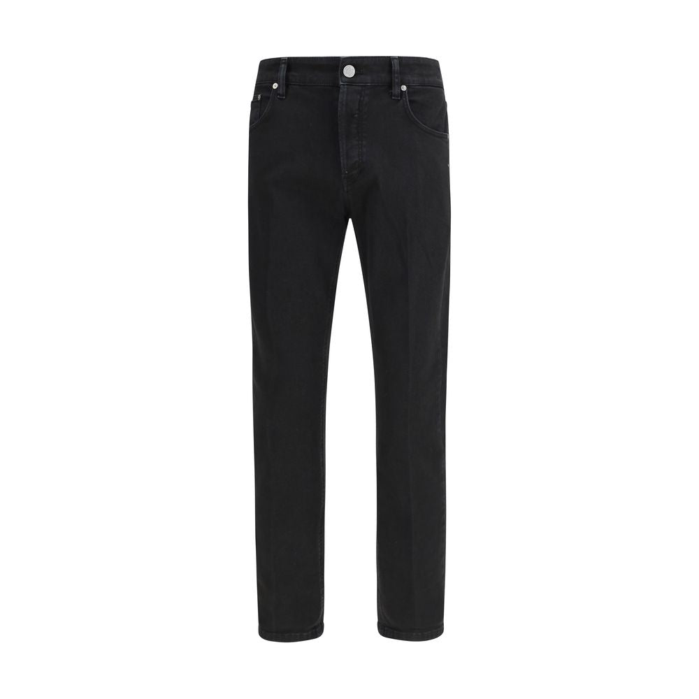 Jeans by PT Torino for men in stretch denim cotton black presents a tailored silhouette, showcasing a tailored tapered-leg & regular-fit and long cut with a refined for a truly tailored aesthetic.