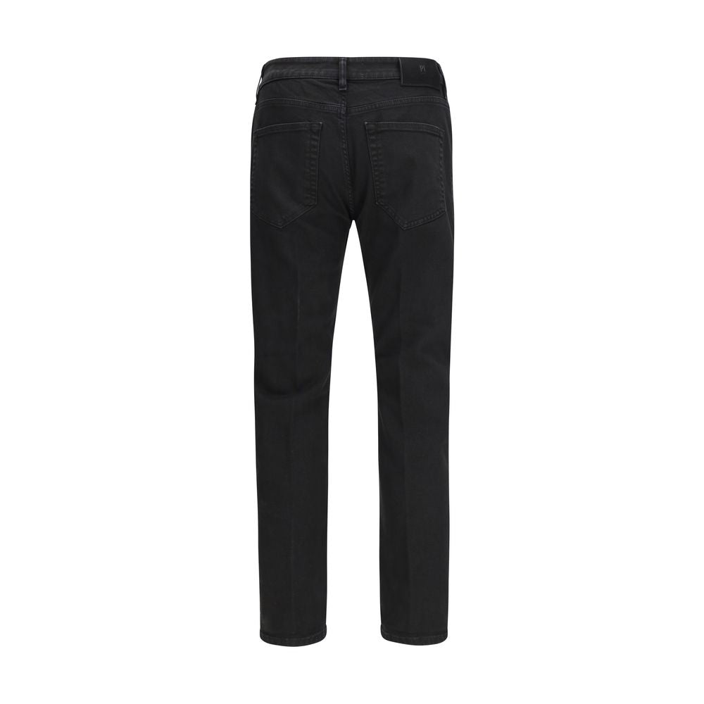 Jeans by PT Torino for men in stretch denim cotton black features an refined tailoring silhouette, showcasing a premium tapered-leg & regular-fit with a and long cut for a refined tailoring look.