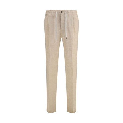 Casual Pants by PT Torino for men in linen beige presents a refined pantology silhouette, artfully defined by a refined pantology relaxed-fit & regular-fit, long, and a sophisticated .