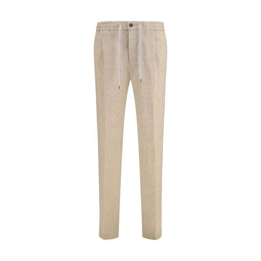 Casual Pants by PT Torino for men in linen beige presents a refined pantology silhouette, artfully defined by a refined pantology relaxed-fit & regular-fit, long, and a sophisticated .