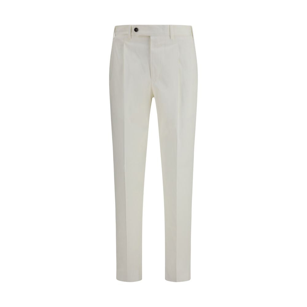 Chinos Pants by PT Torino for men in wool cotton & silk white, featuring a architectural slim with a architectural long and for a refined silhouette.