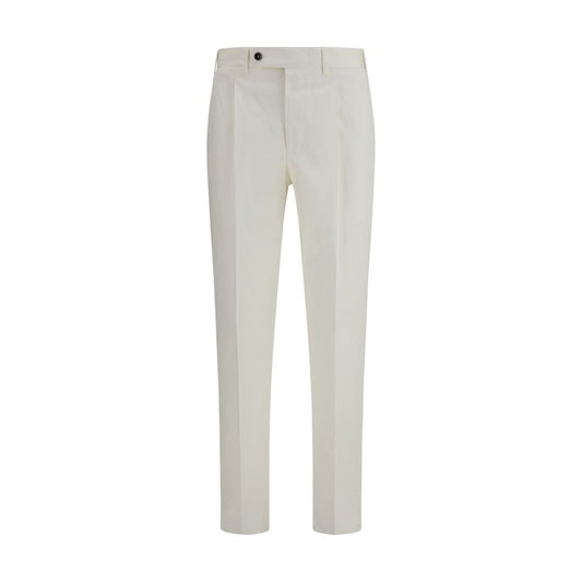 Chinos Pants by PT Torino for men in wool cotton & silk white, featuring a architectural slim with a architectural long and for a refined silhouette.