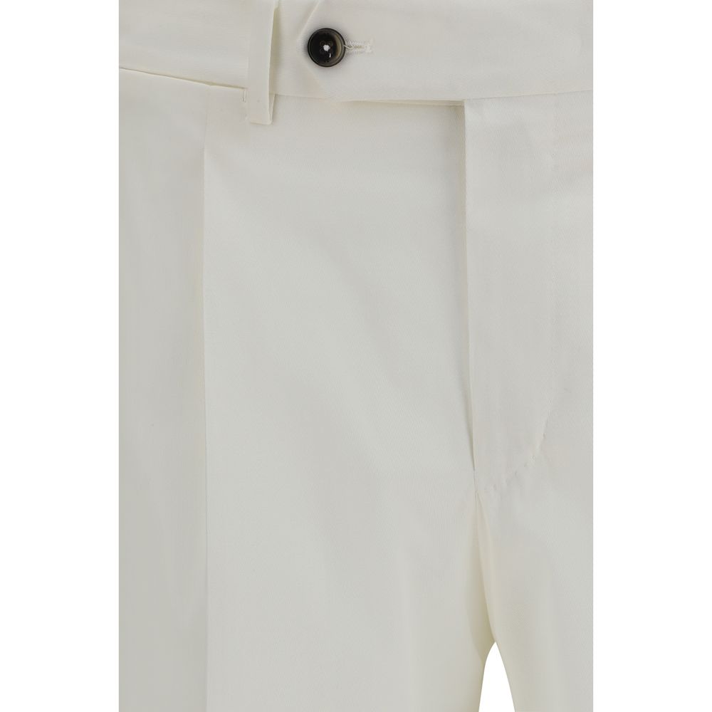 Chinos Pants by PT Torino for men in wool cotton & silk white features an sharp slim and long with a , highlighting a sharp silhouette for a sophisticated look.
