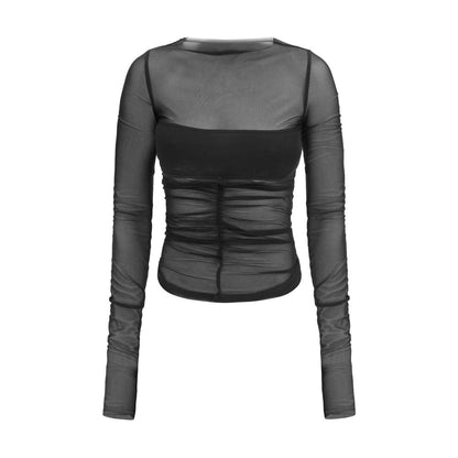 Shirt by Rick Owens for women in stretch cotton & nylon black features an architectural silhouette with a refined long-sleeve and elegant for a architectural look.