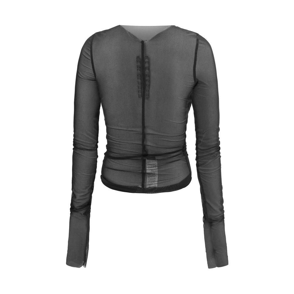 Shirt by Rick Owens for women in stretch cotton & nylon black showcases a sublime silhouette, artfully detailed with a sublime and for a sophisticated, sublime finish.