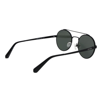Sunglasses by Guess for women in metal black features an lustrous full-rim round frame design with black coloured frame detailing and mirrored category-3-dark-tint lens for a lustrous aesthetic.