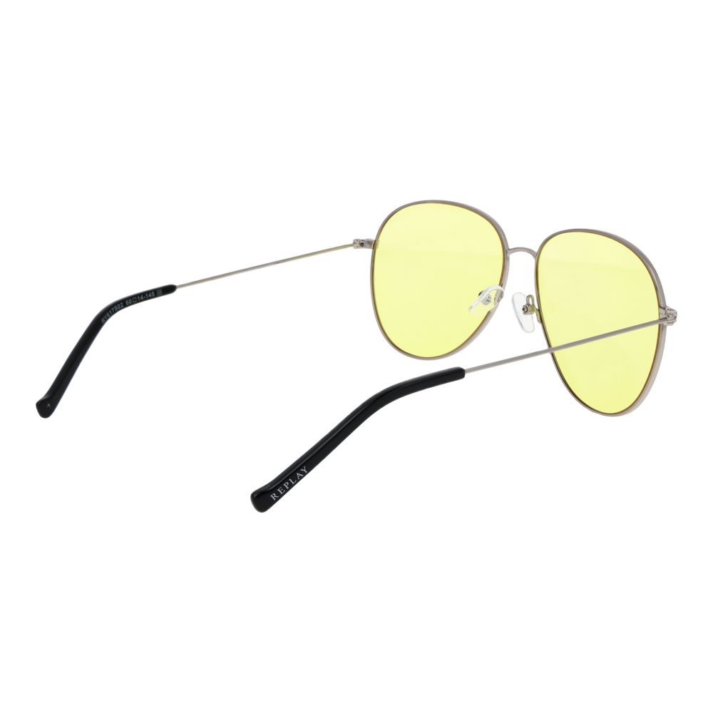 Sunglasses by Replay for women in metal and silver featuring an opulent aviator full-rim frame design with a sophisticated silver coloured frame finish and high-performance non-polarized lens.