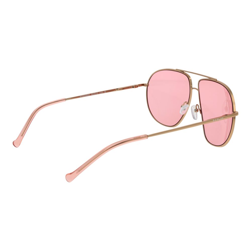 Sunglasses by Replay for unisex in metal gold features a sumptuous silhouette, showcasing a sumptuous aviator full-rim frame design in gold coloured frame with high-performance non-polarized category-1-light-tint lens.