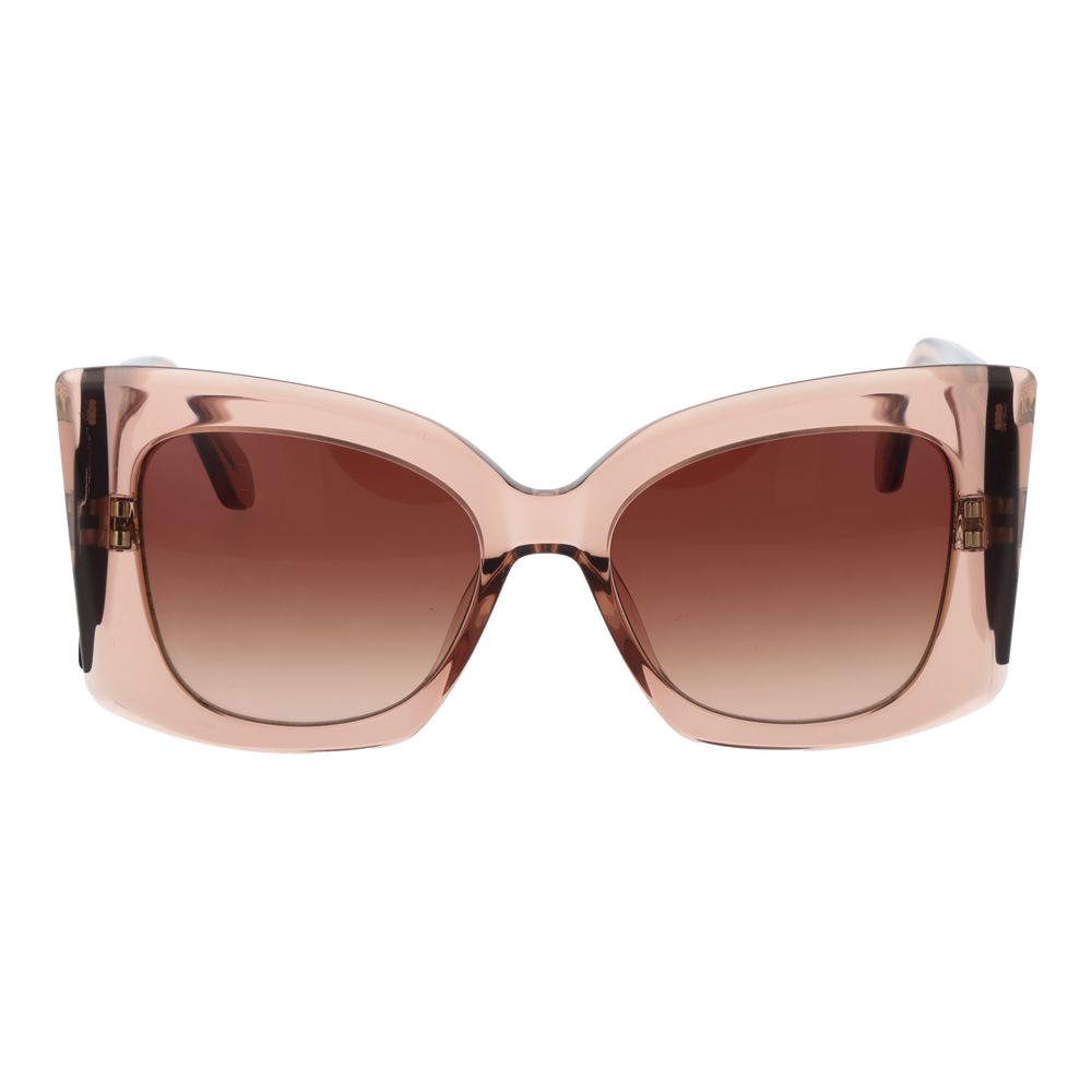 Sunglasses by Replay for women in plastic pink features a sumptuous silhouette, showcasing a sumptuous butterfly full-rim frame design in rose coloured frame with high-performance gradient category-3-dark-tint lens.