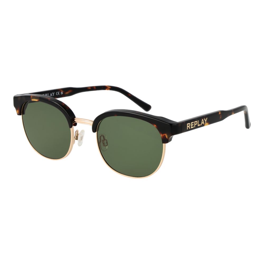 Sunglasses by Replay for unisex in metal brown features a sumptuous silhouette, showcasing a sumptuous browline full-rim frame design in brown coloured frame with high-performance non-polarized category-3-dark-tint lens.