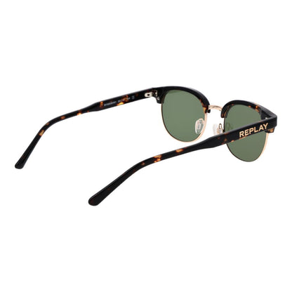 Sunglasses by Replay for unisex in metal brown features an lustrous browline full-rim frame design with brown coloured frame detailing and non-polarized category-3-dark-tint lens for a lustrous aesthetic.