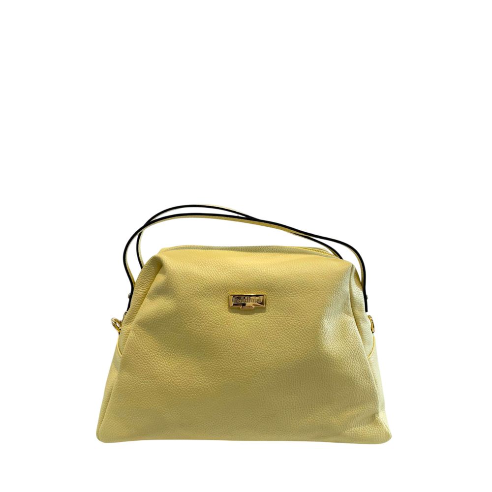Shoulder Clutch Handbag by Baldinini Trend for women in cowhide bicolour & gold features a sculptural silhouette with a secure zipper, organized built-in-compartments, and versatile shoulder-strap for a sculptural finish.