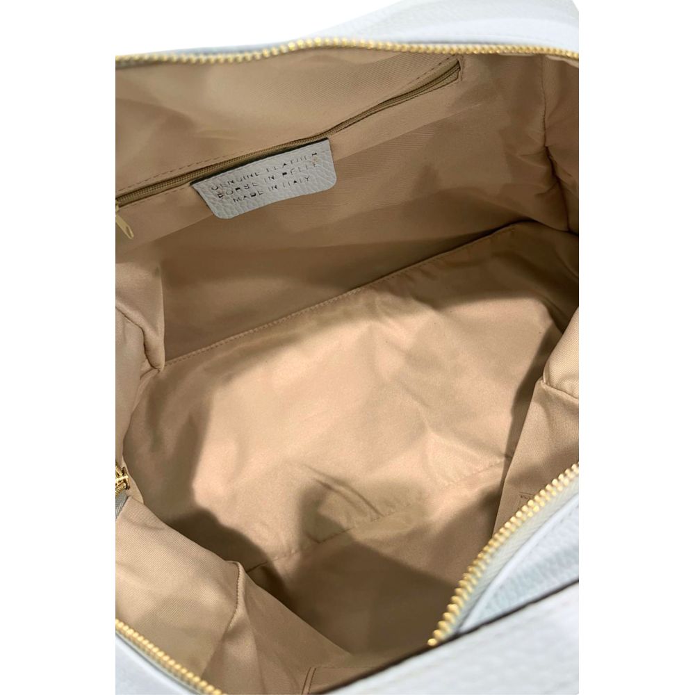 Shoulder Clutch Handbag by Baldinini Trend for women in cowhide blue & gold showcases a sculptural silhouette, featuring a secure zipper, ample built-in-compartments, and versatile shoulder-strap for a sculptural aesthetic.