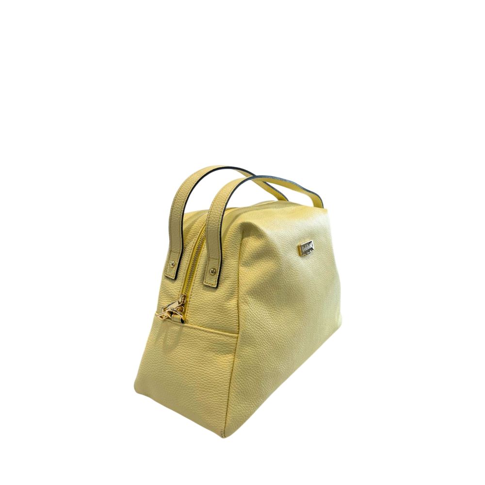 Shoulder Clutch Handbag by Baldinini Trend for women in cowhide bicolour & gold features a sculptural silhouette with a secure zipper, ample built-in-compartments, and versatile shoulder-strap for a sculptural finish.