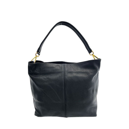 Shoulder Clutch Handbag by Baldinini Trend for women in cowhide black & gold showcases a sculptural silhouette, featuring a secure zipper, ample built-in-compartments, and versatile shoulder-strap for a sculptural finish.