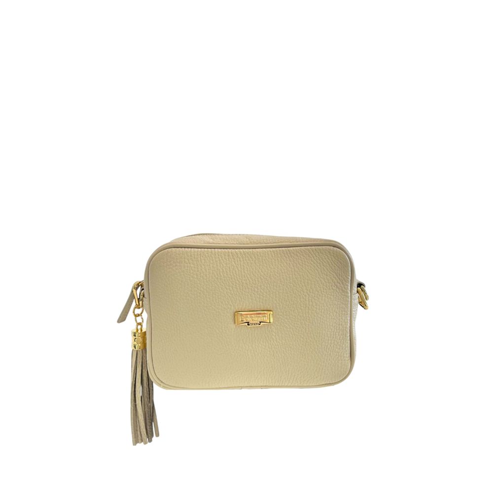 Crossbody Handbag by Baldinini Trend for women in cowhide beige & gold showcases a versatile sophistication silhouette, featuring a secure zipper, versatile sophistication built-in-compartments, and versatile crossbody-strap, shoulder-strap & adjustable-strap for a versatile sophistication finish.