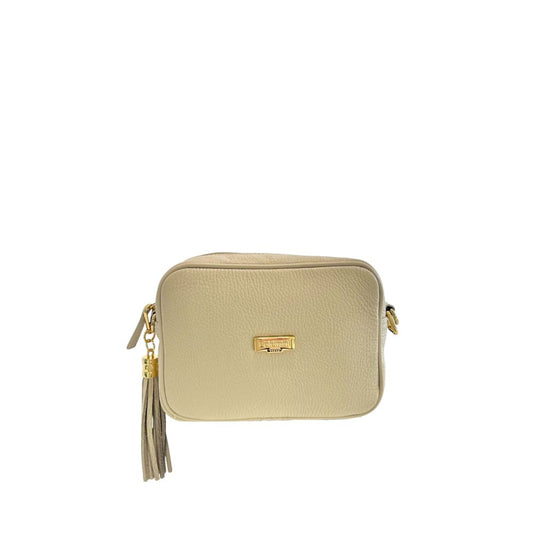 Crossbody Handbag by Baldinini Trend for women in cowhide beige & gold showcases a versatile sophistication silhouette, featuring a secure zipper, versatile sophistication built-in-compartments, and versatile crossbody-strap, shoulder-strap & adjustable-strap for a versatile sophistication finish.