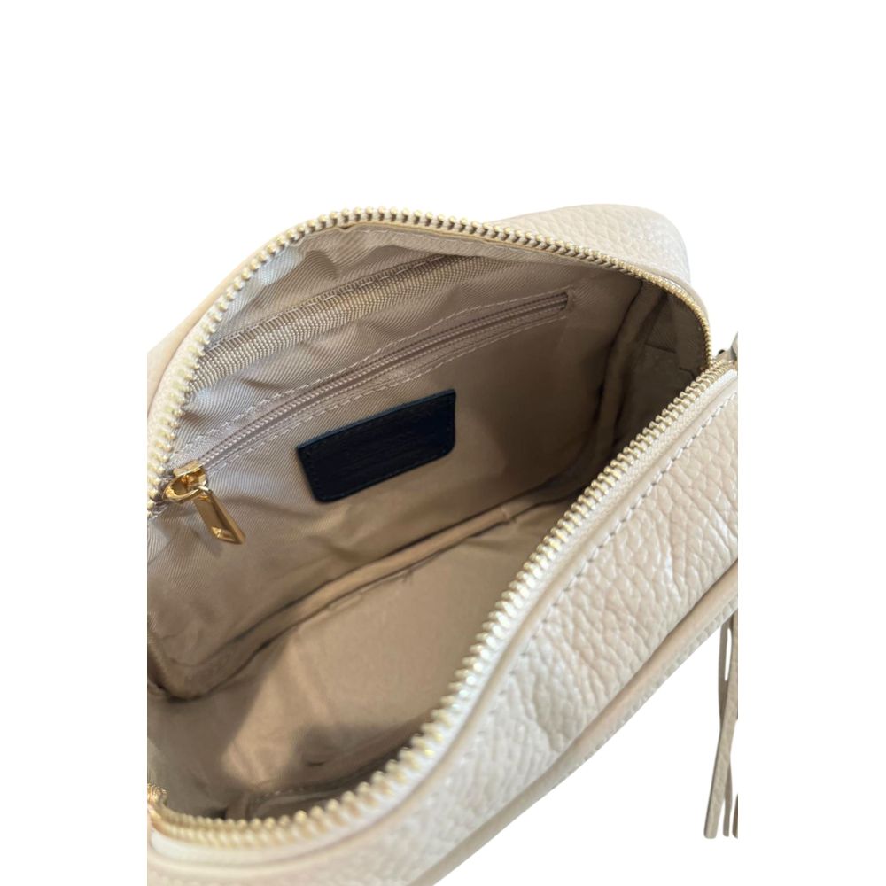 Crossbody Handbag by Baldinini Trend for women in cowhide beige & gold showcases a versatile sophistication silhouette, featuring a secure zipper, versatile sophistication built-in-compartments, and versatile crossbody-strap, shoulder-strap & adjustable-strap for a versatile sophistication finish.