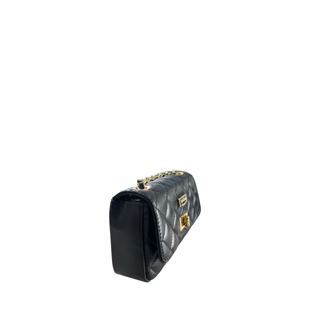 Mini 2-in-1 Shoulder & Crossbody Handbag by Baldinini Trend for women in cowhide black & gold features an multi-faceted design with a secure , ample , and versatile crossbody-strap & shoulder-strap for a multi-faceted finish.