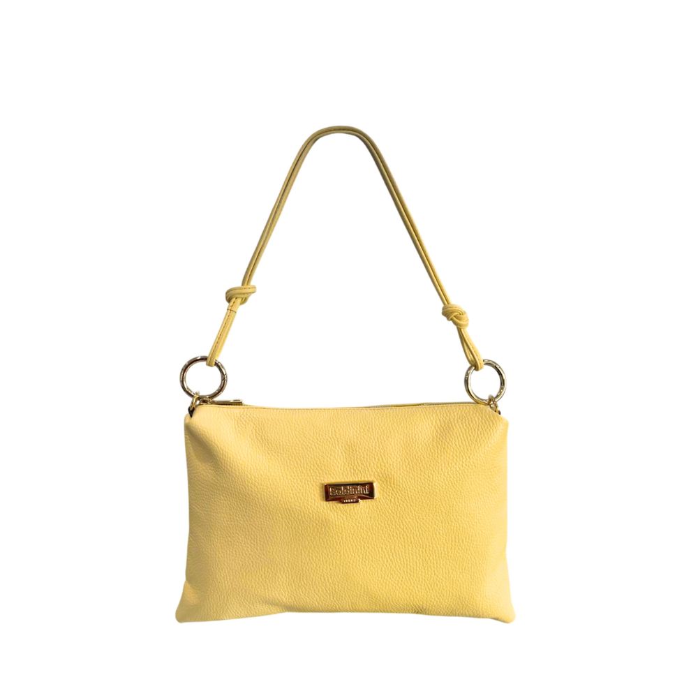 Shoulder Clutch Handbag by Baldinini Trend for women in cowhide bicolour & gold features a statuesque silhouette, showcasing a secure zipper and organized built-in-compartments with versatile shoulder-strap for statuesque evening wear.