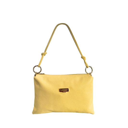 Shoulder Clutch Handbag by Baldinini Trend for women in cowhide bicolour & gold features a statuesque silhouette, showcasing a secure zipper and organized built-in-compartments with versatile shoulder-strap for statuesque evening wear.