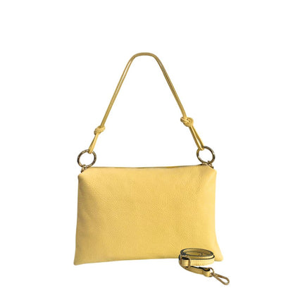 Shoulder Clutch Handbag by Baldinini Trend for women in cowhide bicolour & gold features an sculptural silhouette, showcasing a secure zipper and sculptural built-in-compartments with versatile shoulder-strap for a sophisticated look.