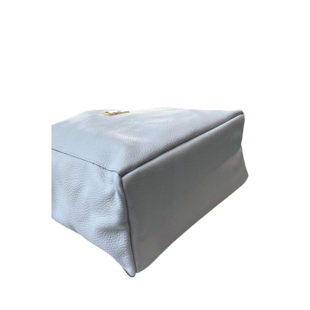 Shoulder Clutch Handbag by Baldinini Trend for women in cowhide blue & gold features a sculptural silhouette with a secure zipper, ample built-in-compartments, and versatile shoulder-strap for a sculptural finish.