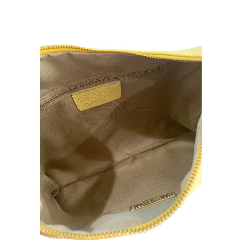 Shoulder Clutch Handbag by Baldinini Trend for women in cowhide bicolour & gold features an sculptural silhouette, showcasing a secure zipper and sculptural built-in-compartments with versatile shoulder-strap for a sophisticated look.