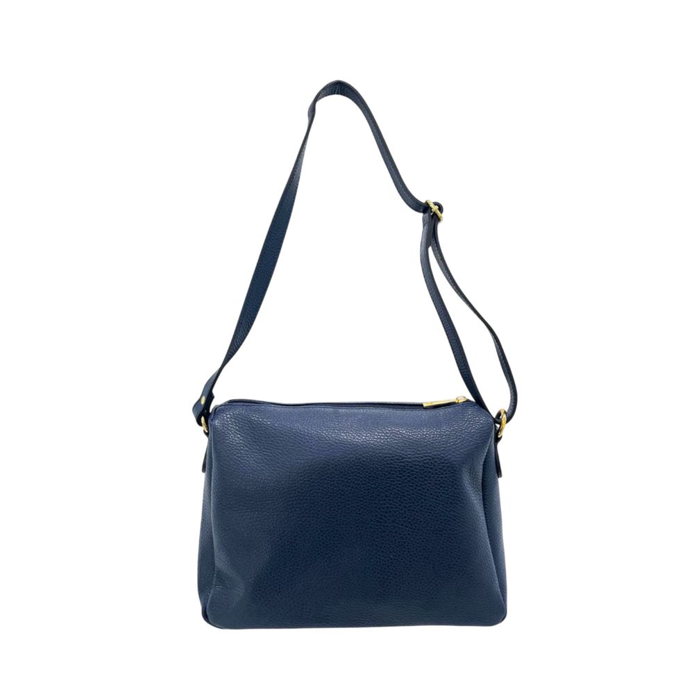 Crossbody Handbag by Baldinini Trend for women in cowhide blue & gold features a transformative elegance silhouette, showcasing a secure zipper, organized built-in-compartments & external-pockets, and versatile crossbody-strap, shoulder-strap & adjustable-strap for a transformative elegance look.