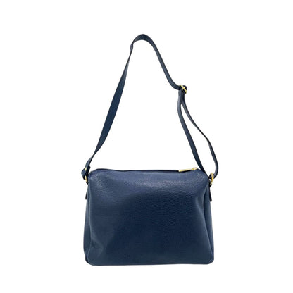 Crossbody Handbag by Baldinini Trend for women in cowhide blue & gold features a transformative elegance silhouette, showcasing a secure zipper, organized built-in-compartments & external-pockets, and versatile crossbody-strap, shoulder-strap & adjustable-strap for a transformative elegance look.