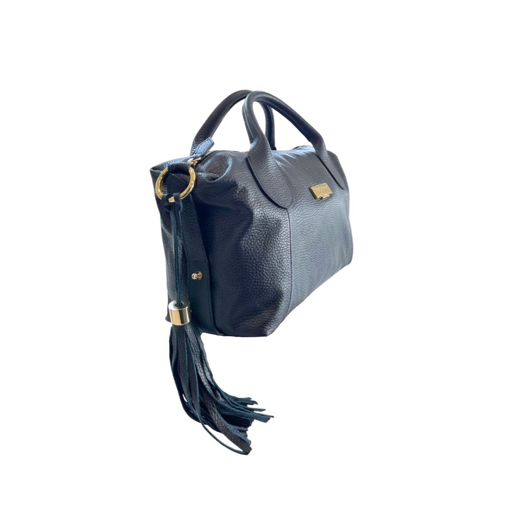 Shoulder Bag by Baldinini Trend for women in cowhide blue & gold presents a statuesque silhouette, showcasing a secure zipper and statuesque built-in-compartments with versatile shoulder-strap & adjustable-strap for a sophisticated look.