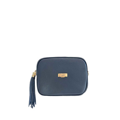 Crossbody Handbag by Baldinini Trend for women in cowhide blue & gold features an versatile silhouette, showcasing a secure zipper and versatile built-in-compartments with versatile crossbody-strap, shoulder-strap & adjustable-strap for a versatile finish.