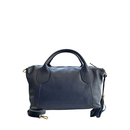 Shoulder Bag by Baldinini Trend for women in cowhide blue & gold features an effortlessly chic silhouette with a secure zipper, ample built-in-compartments, and versatile shoulder-strap & adjustable-strap for effortlessly chic everyday luxury.
